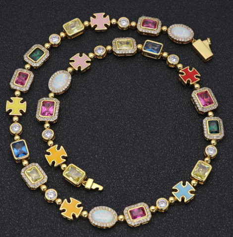 Vergoldete Hip-Hop Edelsteinkette