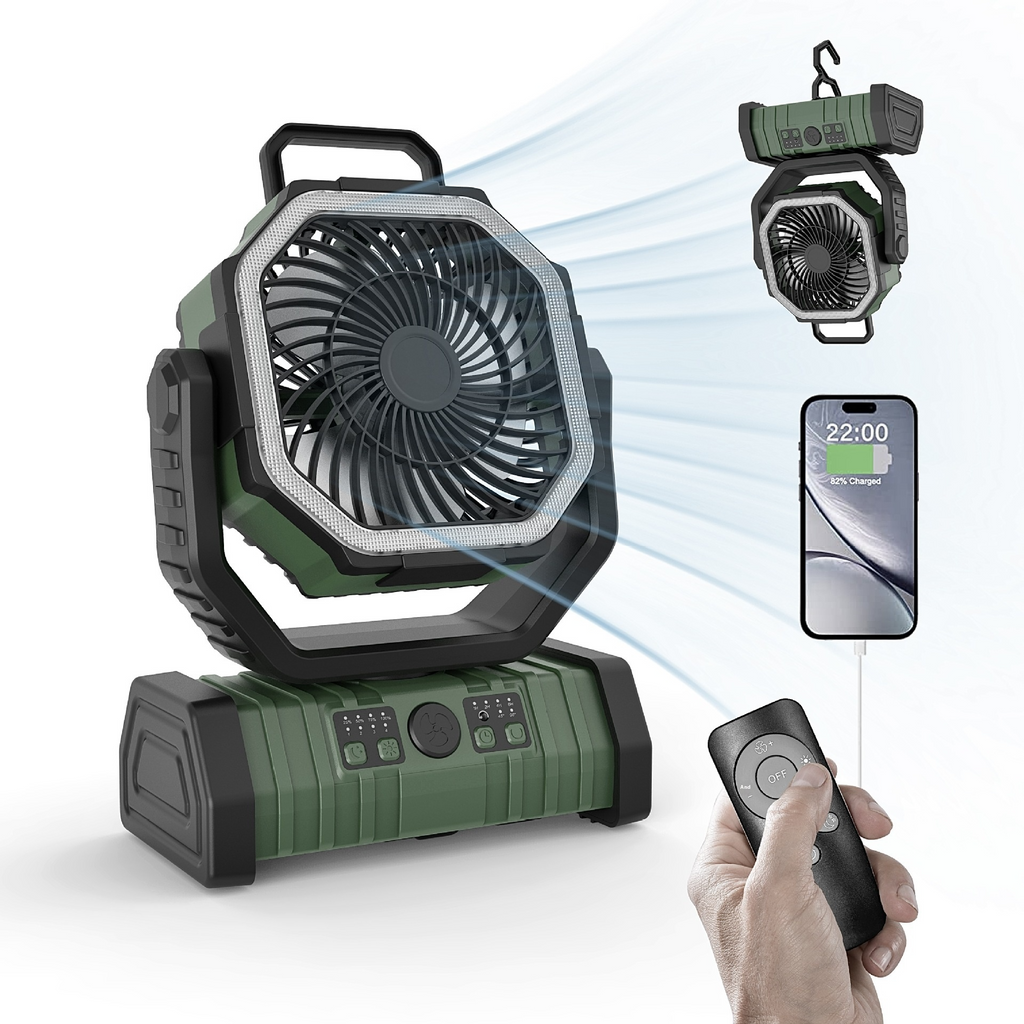 Outdoor Haushalt Powerbank LED-Licht Camping-Ventilator