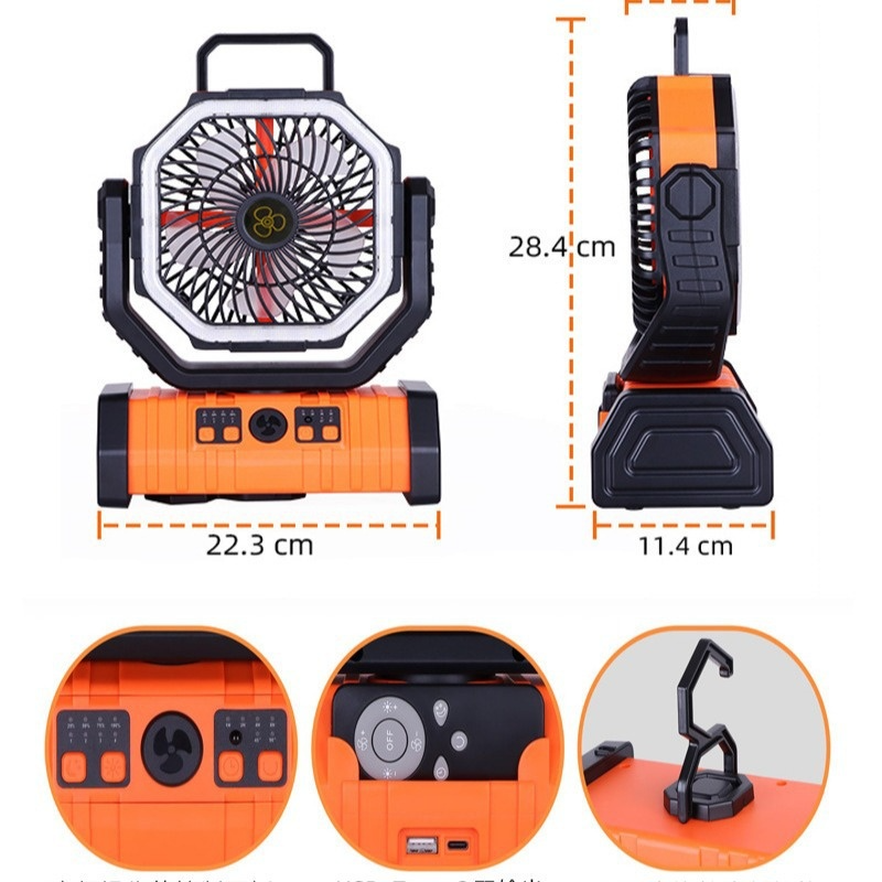 Outdoor Haushalt Powerbank LED-Licht Camping-Ventilator