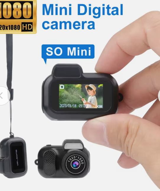 Retro-Minikamera mit Bildschirm, für drinnen und draußen, 1080p HD, tragbar, sehr kleine Kamera, Video-Unterstützung, Weihnachtsgeschenke